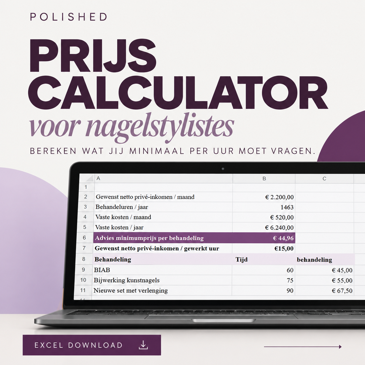 Prijs calculator voor nagelstylistes